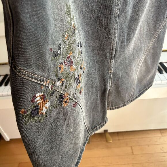 Tristan & Iseut Embroidered A-Line Denim Skirt 29" M - Picture 11 of 16